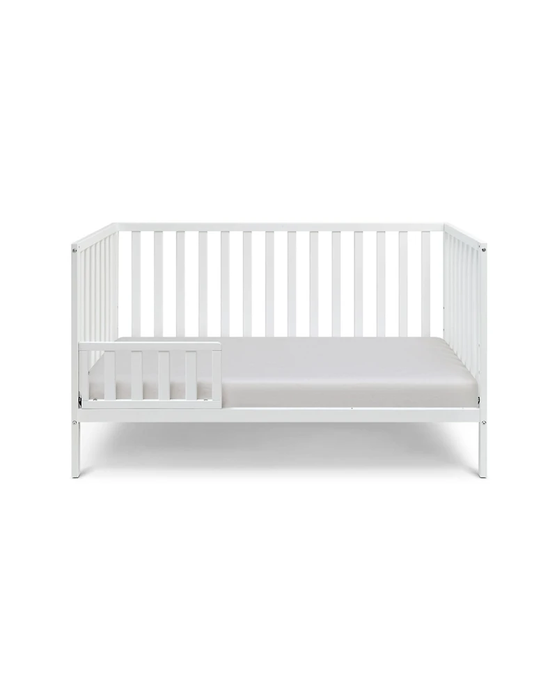 Jujabu 3 in 1 Convertible Solid Wood Island Crib White Adjustable Mattress