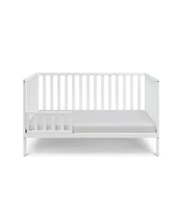 Jujabu 3 in 1 Convertible Solid Wood Island Crib White Adjustable Mattress