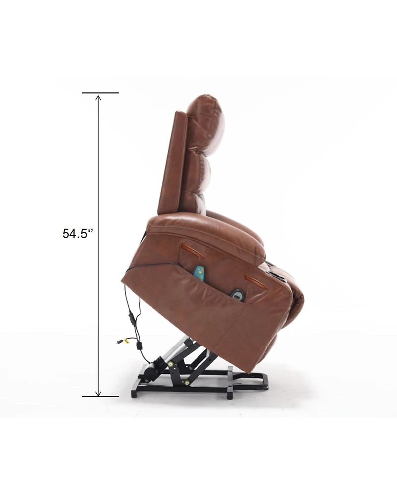 Maison Boucle Power Lift Recliner Chair for Elderly with Heat and Massage, Faux Leather Electric Reclining Remote Control.