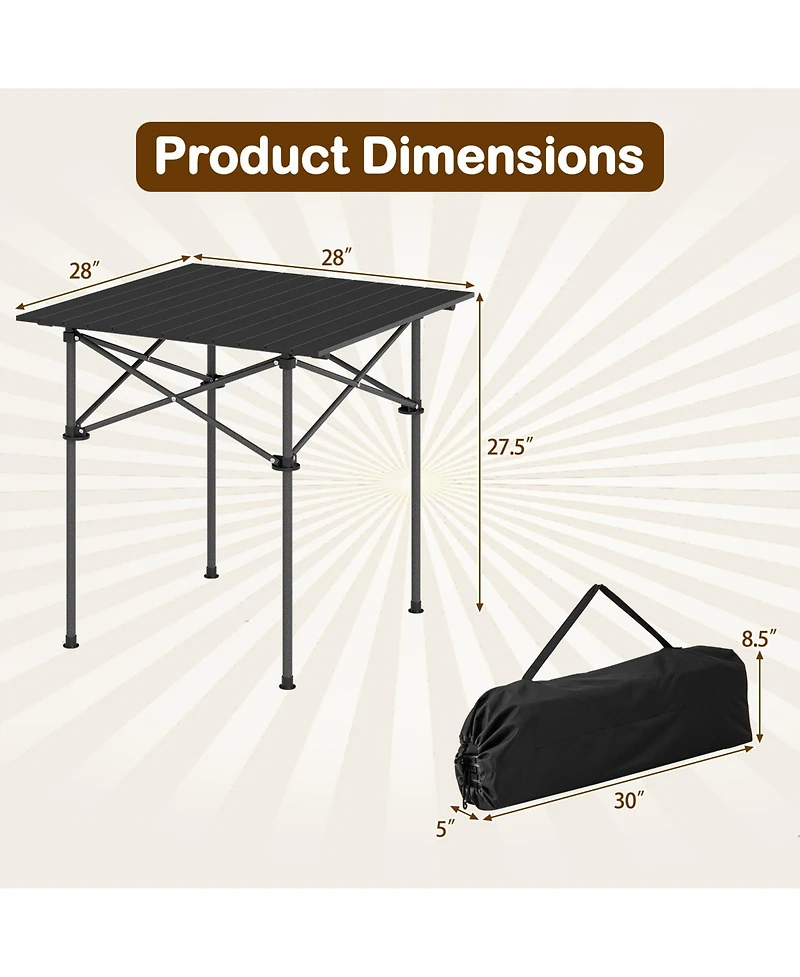 Sugift Folding Roll Up Camping Table with Sturdy Metal Legs