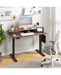Sugift Height Adjustable Electric Standing Desk with Two Drawers