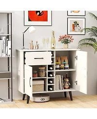 Sugift Modern Wine Bar Buffet Cabinet with Built In Wine Rack