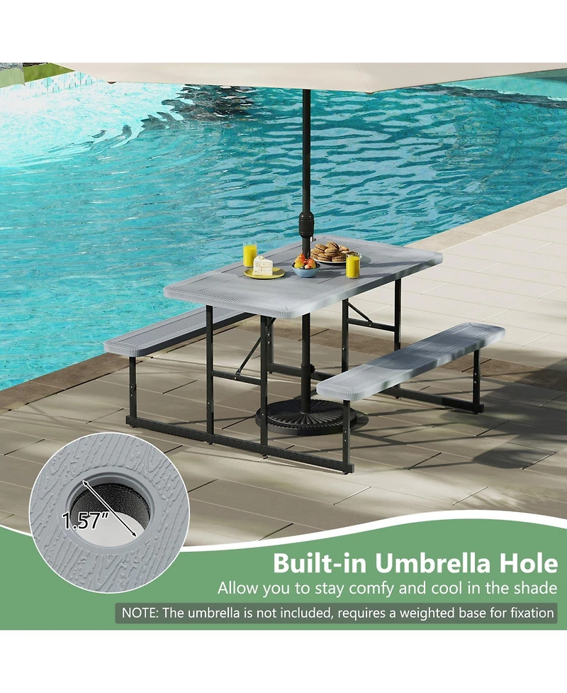 Sugift Outdoor Picnic Table Bench Set for Two to Four People