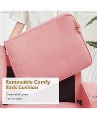 Rainsken Modern 3-Seater Sofa Couch, 83.86" Snowfleece Fabric Sofa, Comfy Compressed Couch with 2 Cup Holders for Living Room, Office