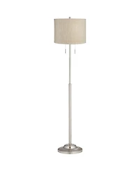 360 Lighting Abba Modern Floor Lamp Standing 66" Tall Brushed Nickel Silver Metal Drum Shade for Living Room Bedroom Office House Home