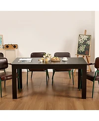 Sugift Rectangle Dining Table, 63" Length, Modern Wood Table for 4-6 People