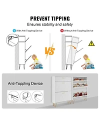 Sugift Shoe Cabinet with 3 Flip Drawers, Entryway Shoe Storage Organizer for Living Room