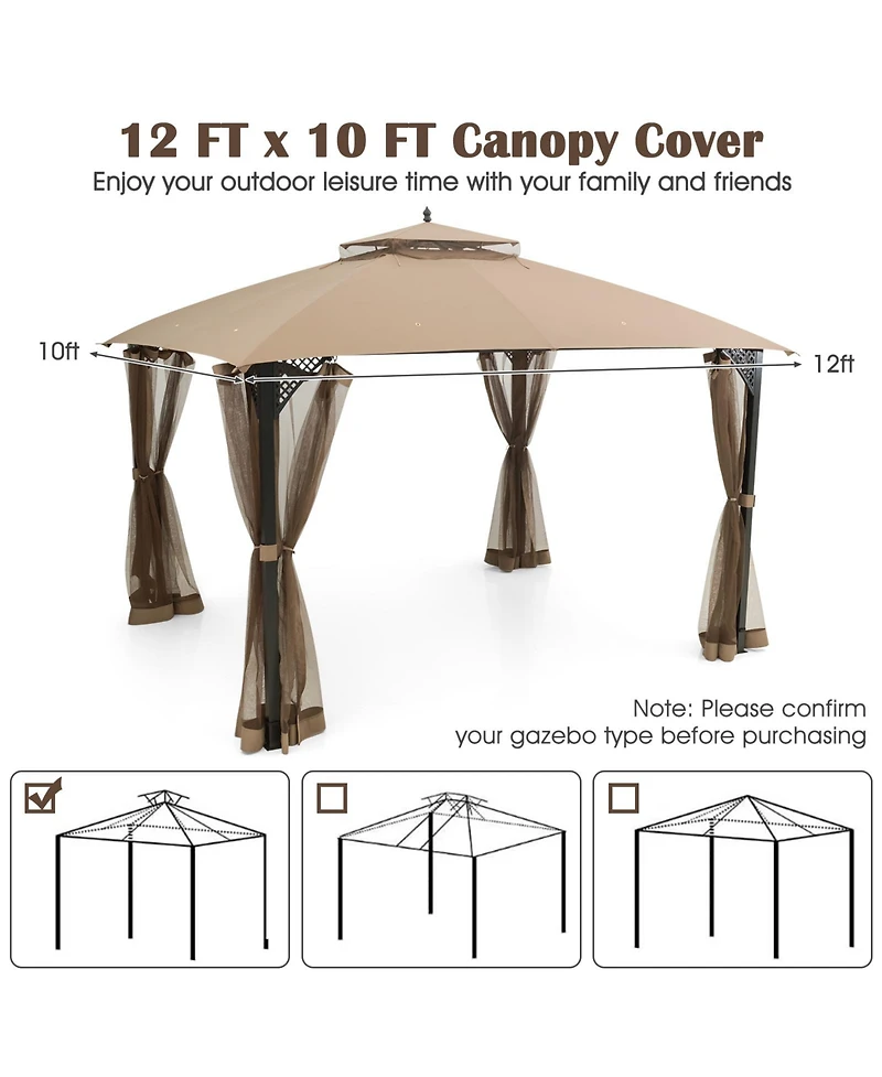 Sugift 10 x 12 ft Gazebo Replacement Canopy Top with Vent and Drainage