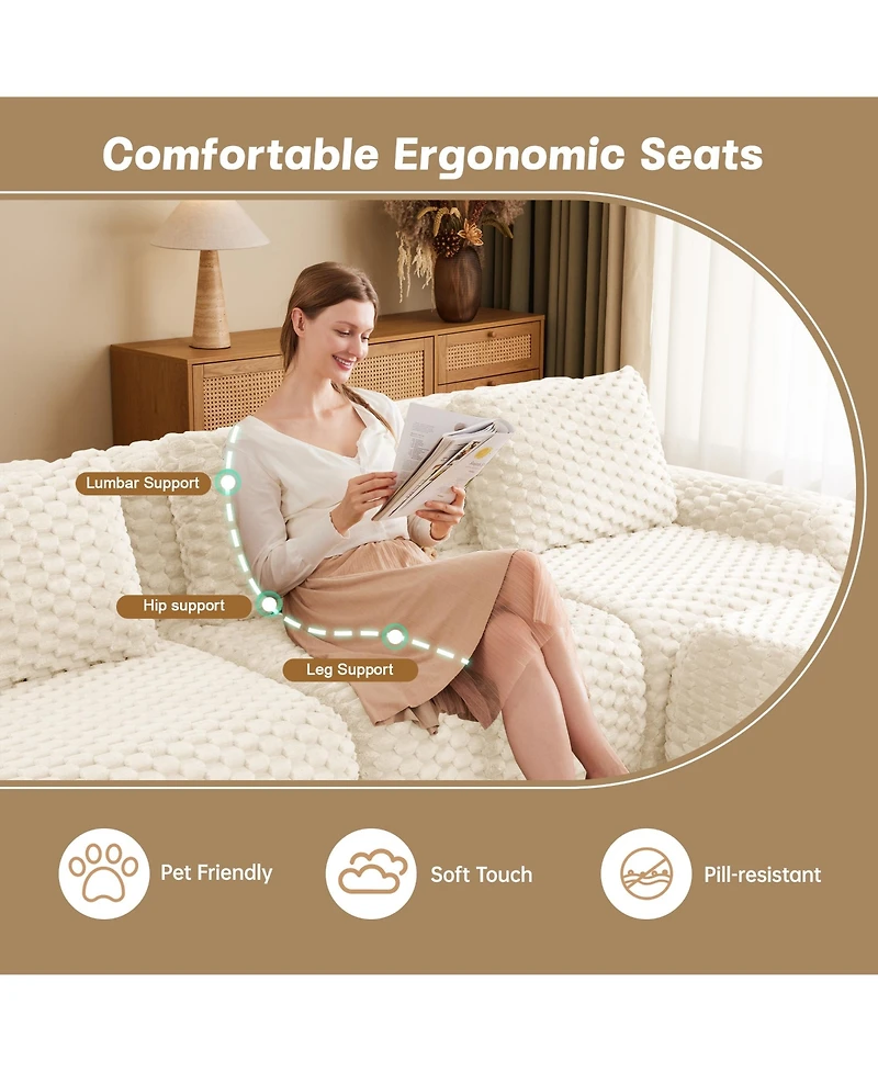 Rainsken 82" Modern Modular Sofa, Soft Flannelette 2-Seater Couch with Deep Seat and Anti-Slip Base for Living Room