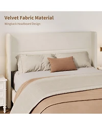 Homfan Upholstered Platform Bed Frame with Soft Headboard – Reinforced Wooden Slats