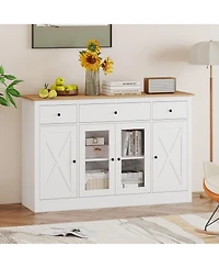 Sugift Large Buffet Sideboard Cabinet with Drawers and Wine Storage