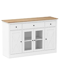 Sugift Large Buffet Sideboard Cabinet with Drawers and Wine Storage