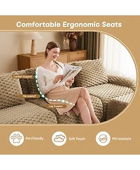 Rainsken Modern Modular Sectional Sofa, Flannelette Fabric Couch, Oversized 2-Seater Couch with Deep Seat and Anti-slip Design for Living Room