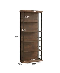 Tribesigns 72'' Wooden Bookcase, 5-Tier Farmhouse Bookshelf, Free-Standing Display Storage Shelves
