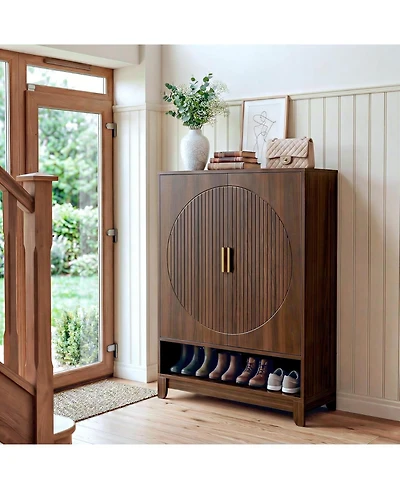 Tribesigns 6-Tier Wooden Shoe Cabinet with Doors, Freestanding Shoe Storage Organizer with Adjustable Shelves, Holds Up to 24 Pairs