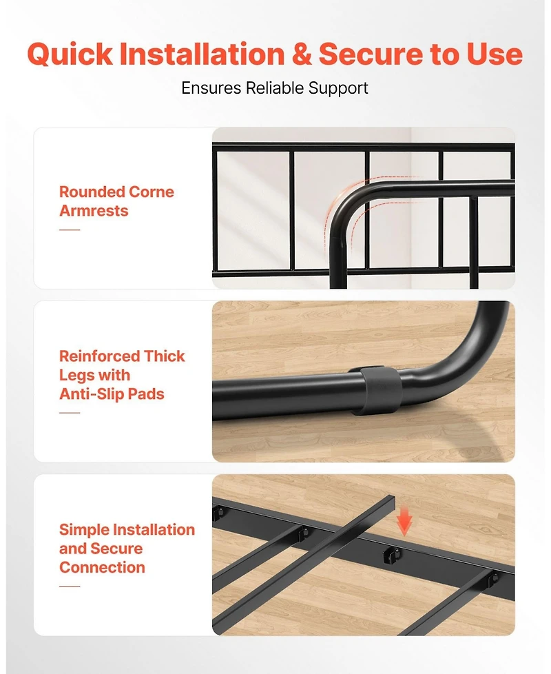 Sugift Full Size Daybed Frame with Trundle, Heavy Duty Metal, Easy Assembly