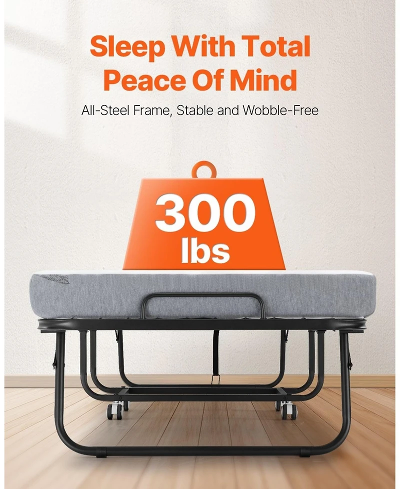 Sugift Rollaway Bed, 31" x 75", Foldable Bed with 4" Mattress, for Adults and Guests