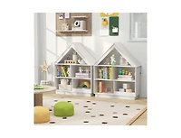 Slickblue House-Shaped 3-Tier Toy Organizer with Open Storage Shelves
