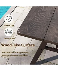 Sugift Outdoor Dining Table for Six with Umbrella Hole for Garden Use