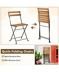 Sugift 5 Piece Patio Acacia Wood Dining Set with Four Folding Chairs