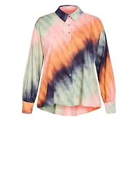 City Chic Women's Sunset Ombre Print Shirt