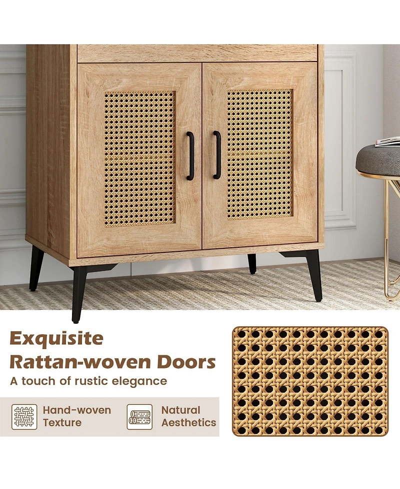 Sugift Coffee Bar Cabinet with Pegboard Drawer and Adjustable Shelf