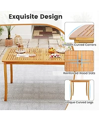 Sugift 63 in Outdoor Dining Table with Umbrella Hole Farmhouse Style