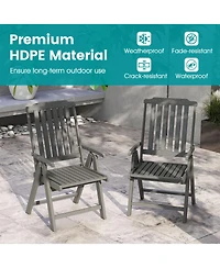 Sugift Foldable All Weather Hdpe Patio Dining Chair with Armrests