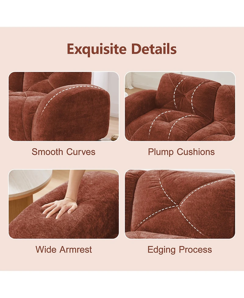 Rainsken 80" Velvet Modular Loveseat Sofa, 2-Seater Tufted Couch with 32D High-Density Sponge and Anti-Slip Bottom for Living Room