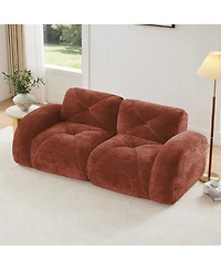 Rainsken 80" Velvet Modular Loveseat Sofa, 2-Seater Tufted Couch with 32D High-Density Sponge and Anti-Slip Bottom for Living Room