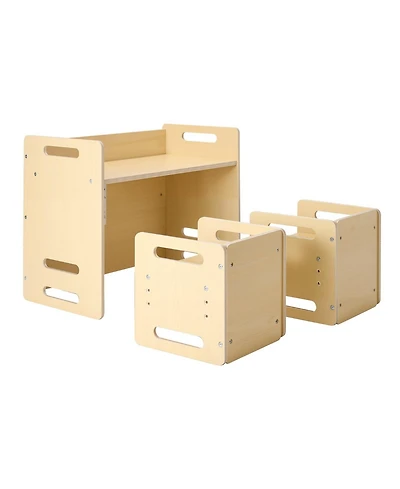 Sugift Montessori Weaning Table and Chair Set, Adjustable Height, Wooden for Toddler