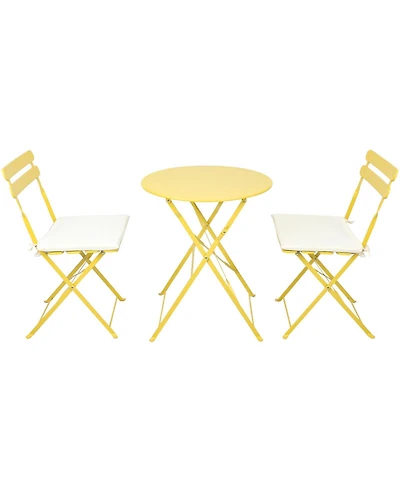 Clihome 3 Pieces Patio Bistro Balcony Metail Chair Table Set