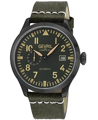 Gevril Men's Vaughn Swiss Automatic Italian Leather Strap Watch