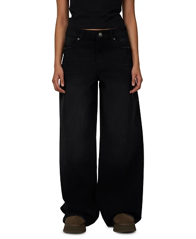 Good For Nothing Women's Baggy Vintage Wash Seam Denim Jeans