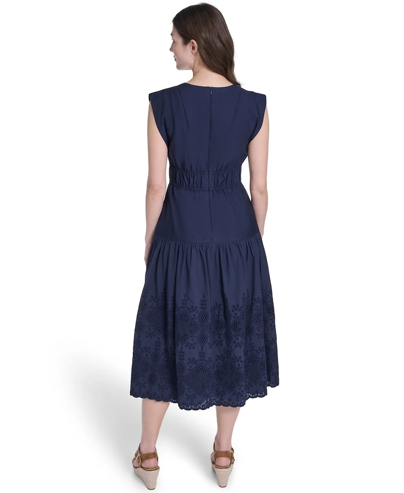 Eliza J Petite V-Neck Sleeveless Midi Dress