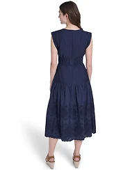 Eliza J Petite V-Neck Sleeveless Midi Dress