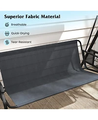 Sugift Three Seat Patio Swing Chair with Canopy Cushions and Trays