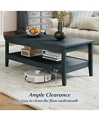 Gouun 47 in Farmhouse 2-Tier Cocktail Coffee Table with Thickened Top