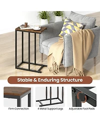 Gouun C-Shaped Sofa Side Table with Heavy-Duty Metal Frame, 18 x 10 x 25 in