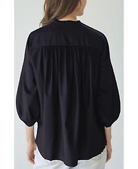 Ocean+Main Women's Cotton Poplin Peasant Top