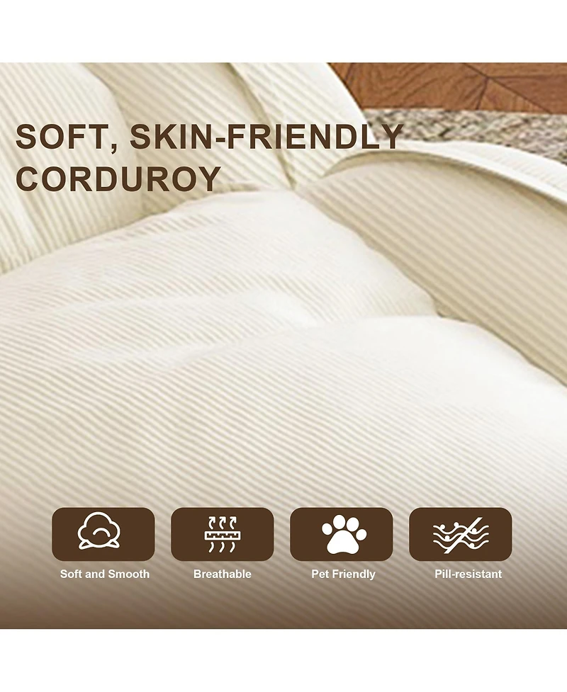 Rainsken Corduroy Upholstered Folding Lazy Sleeper Sofa, 5-Level Adjustable Reclining Lounge Chair, Soft Accent Chair for Bedroom, Living Room