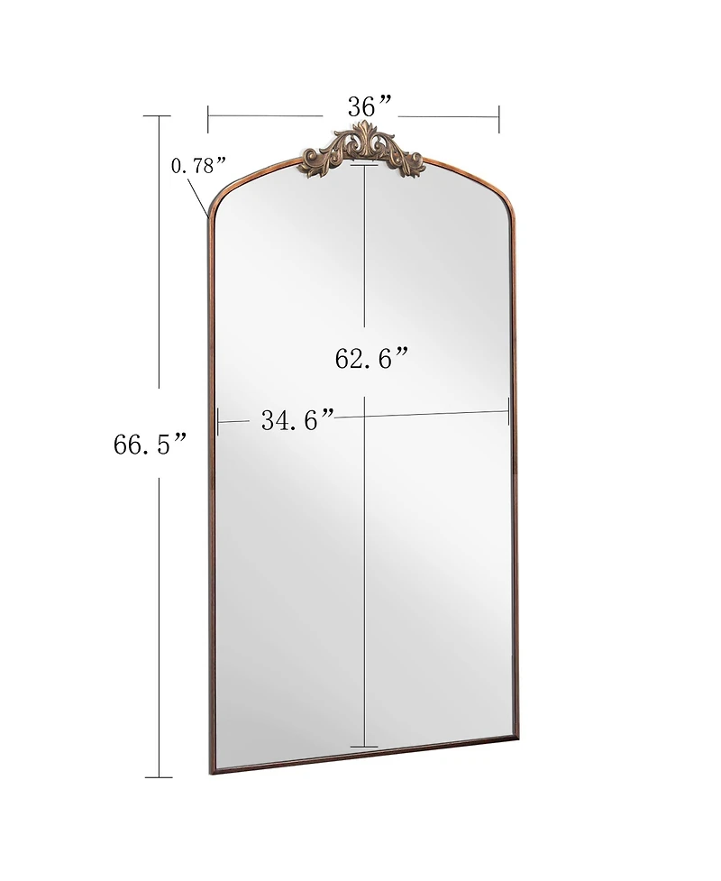 Busdays 36x66 Inch Vintage Ornate Arched Full Length Floor Mirror Metal Framed Dressing Mirror for Bedroom Living Room Entryway