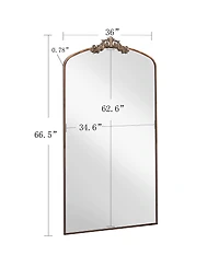 Busdays 36x66 Inch Vintage Ornate Arched Full Length Floor Mirror Metal Framed Dressing Mirror for Bedroom Living Room Entryway