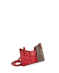 Pre-Owned Fendi Mini Bustine 3 Pockets Crossbody Bag Leather and Zucca Coated Canvas