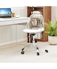 Slickblue Armless Rolling Office Chair Swivel Pu Leather Cushion Clear
