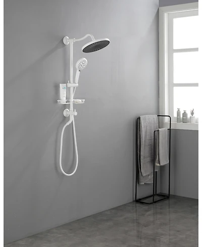 Busdays Shower System with 10 Inch Rain Showerhead 4 Function Hand Shower Adjustable Slide Bar and Soap Dish Included