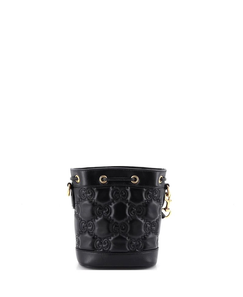 Pre-Owned Gucci Small Gg Convertible Bucket Bag Gg Matelasse Leather