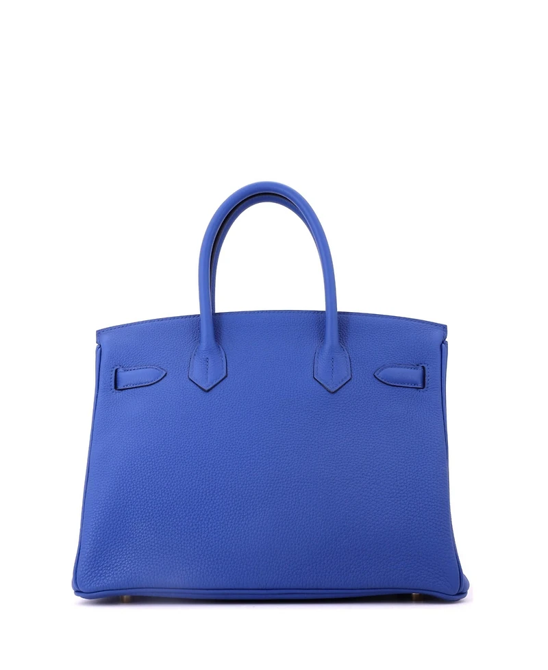 Pre-Owned HERMES Birkin 30 Handbag Blue Togo with Gold Hardware