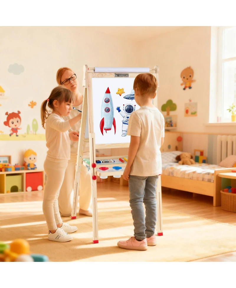 Slickblue Kids Art Easel 3 in 1 Folding Double Sided with Paper Roll