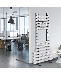 Sugift Blueprint Storage Rack, 16-Tier Hanging Poster Display, Roll File Holder